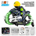 2-In-1 RC Flying Motorcycle Drone - Remote Control, 360° Flying Stunts, LED Lights, 2 Batteries, Land/Air Dual Mode, Easy for Kids, Electric Hobby Toy, with Batteries