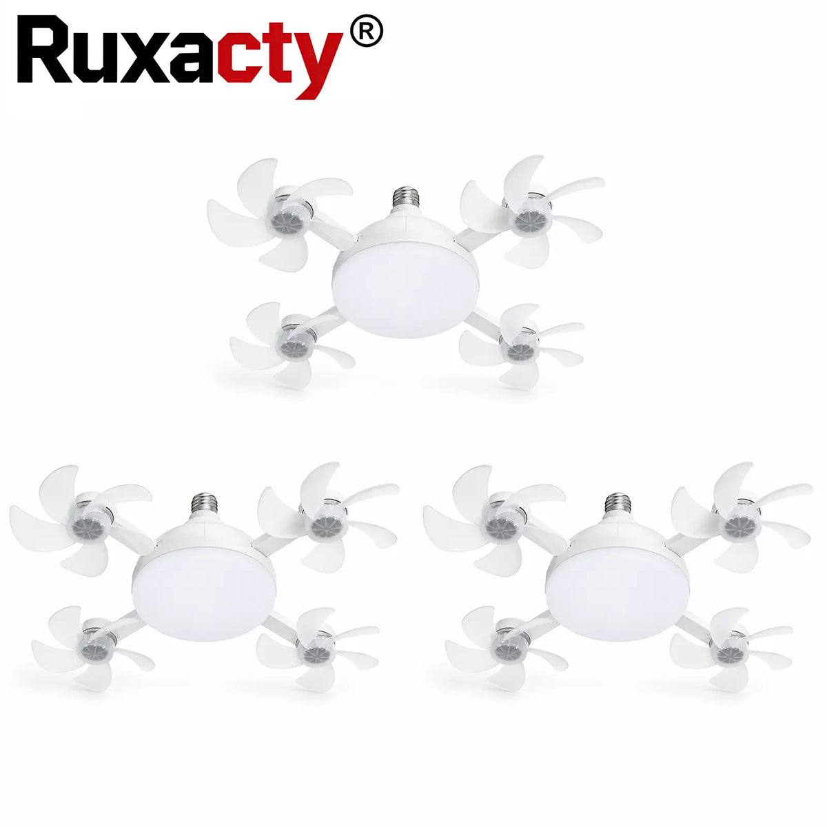 19.7-Inch Contemporary Screw-In Ceiling Fan with Light, Foldable 4-Blade E26 Base, Remote Control, Quiet Cooling, Cozy LED Lighting, Easy Installation for Bedroom, Garage