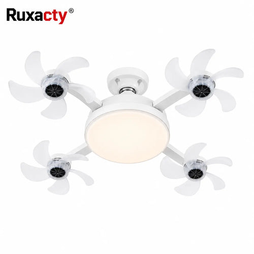 19.7-Inch Contemporary Screw-In Ceiling Fan with Light, Foldable 4-Blade E26 Base, Remote Control, Quiet Cooling, Cozy LED Lighting, Easy Installation for Bedroom, Garage